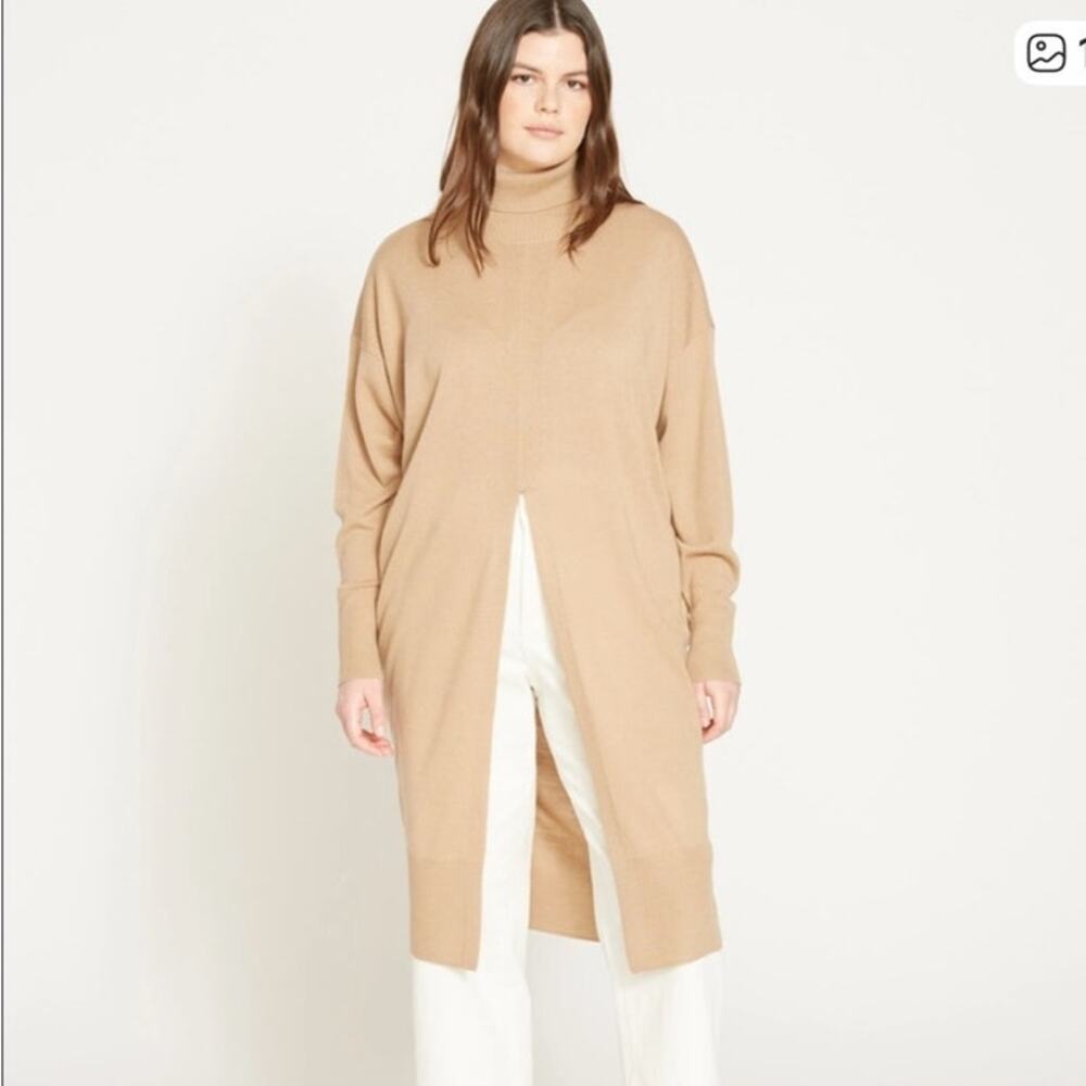 Universal Standard Camel 100% Merino Wool Lightweight Tunic Sweater L 22/24 NWT